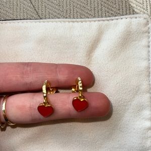 Alex and Ani Red and Gold Hoop Earrings